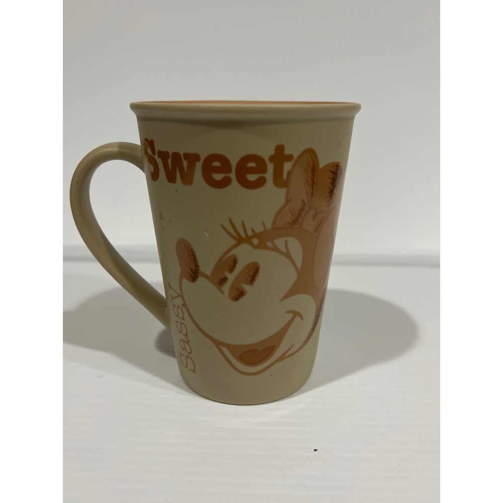 Disney Parks Minnie Mouse Sweet Sassy Coffee Mug Tan Matte Walt Disney World